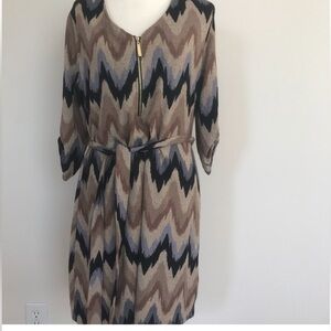 Tacera Women’s 3/4 Sleeve multicolored Chevron Print Dress